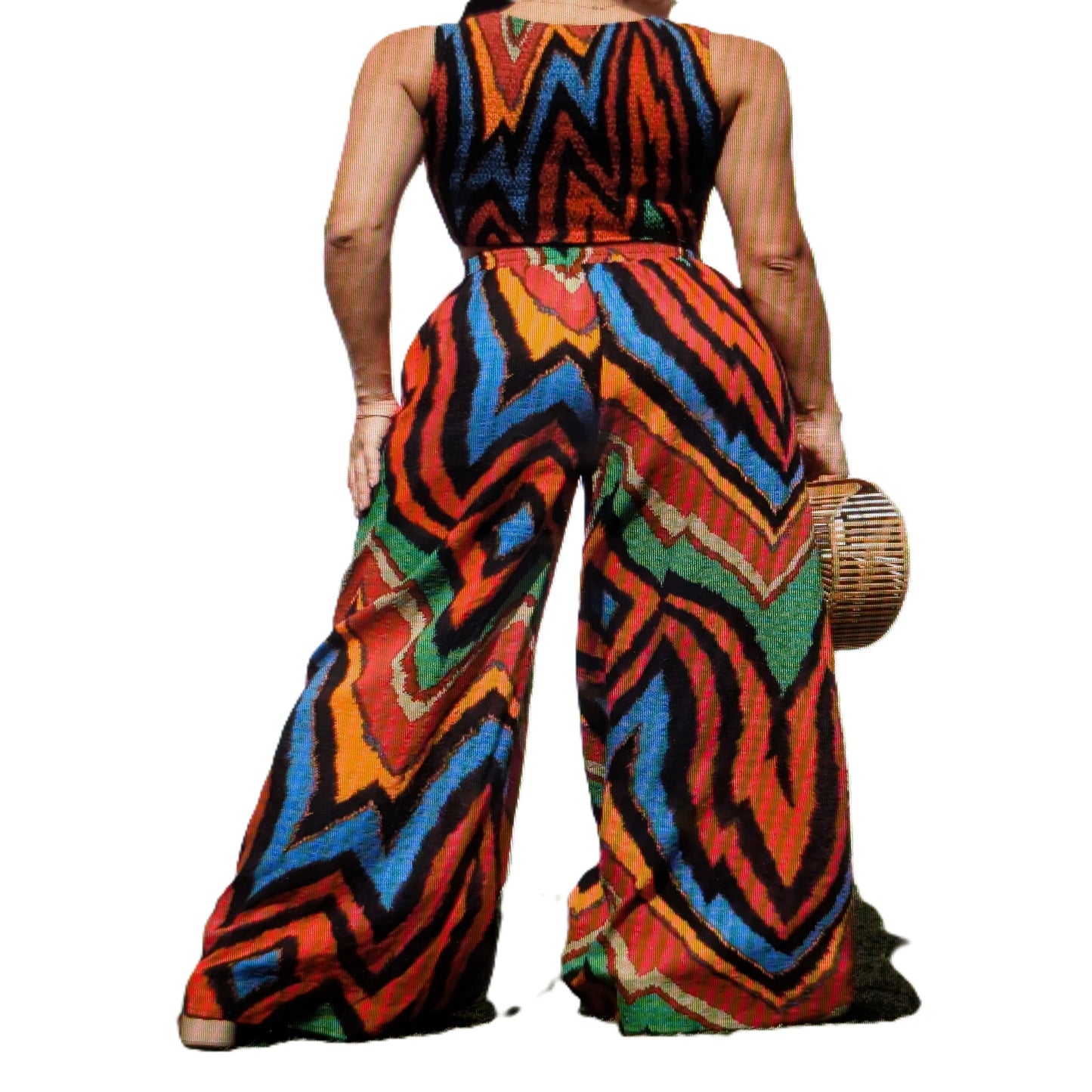 SMOCKED WOVEN TOP AND PANTS SET